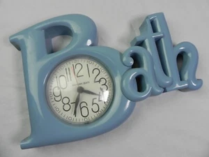 VTG BURWOOD PRODUCTS BATH New Haven Wall Clock BABY Blue Mid Century WORKS - Picture 1 of 12