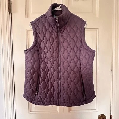 Free Country Puffer Vest Diamond Quilted Lightweight Full Zip Purple L - Image 1 of 4
