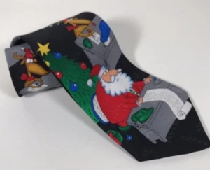 PUNZE Yule Krawatte Grüße Herren Krawatte Santa Weihnachten Liste Motiv - Bild 1 von 7