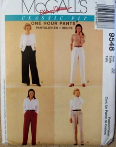 McCALLS #9548 MISSES SIZE 22 PULL-ON PANTS w/Leg width Variations PATTERN UNCUT - Picture 1 of 12