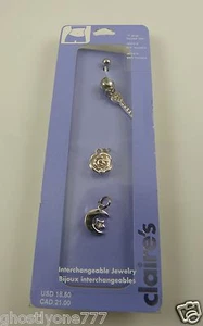 key moon flower belly button navel ring piercing naval interchangeable crystal - Picture 1 of 3