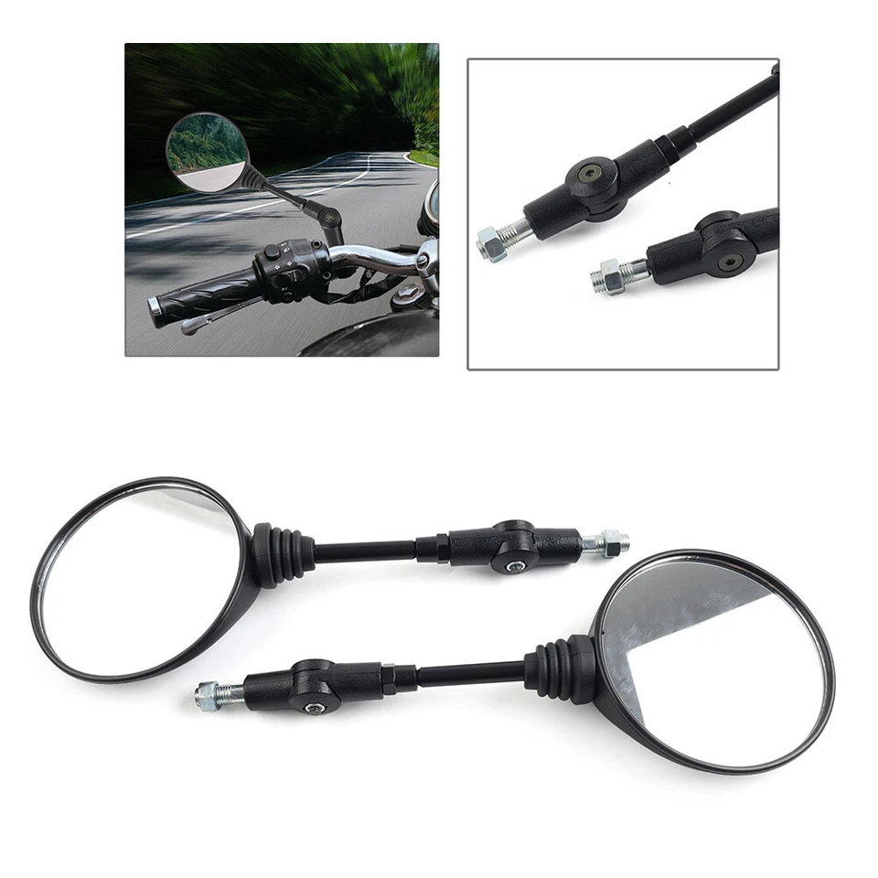 Rearview Mirror 10mm Antifall Folding Round Mirror For Motorcycle 7/8" Handlebar - Изображение 1 из 4