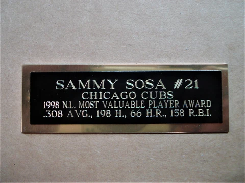 Sammy Sosa Cubs 1998 NL MVP Award Baseball Card Plaque Nameplate 1" X 3" Cover