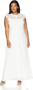 CITY CHIC White Lace Bodice Keyhole Chiffon Skirt Maxi Gown Dress L = 20W 2X 🤍 - Picture 1 of 10