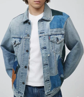 Chaqueta de Camionero Levis Vintage Fit Cuero Retazos Talla Pequeña Unisex Foto 1 de 4