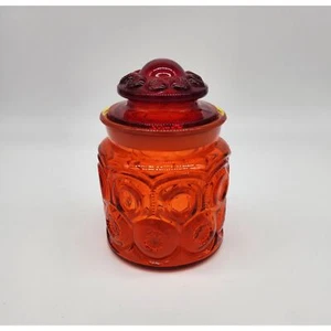 Vintage LE Smith Medium Red/ Amberina Moon and Stars Canister - Picture 1 of 6
