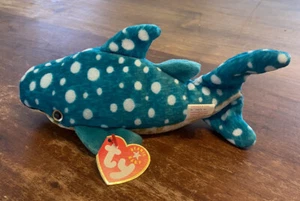 Ty Beanie Baby Poseidon w/ Tags Mint Plush Stuffed Whale w/Errors!!!! - Picture 1 of 6