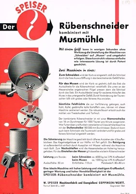 Speiser Horizontal- Rübenschneider, orig. Prospekt 1958 - Bild 1 von 2
