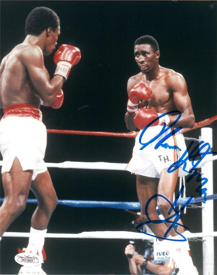 Foto de boxeo 8x10 firmada por Thomas "Hitman" HEARNS TESTIGO JSA Foto 1 de 1