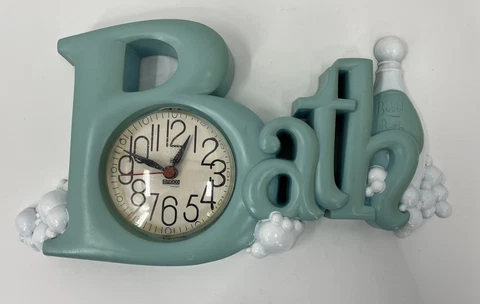 Vintage Teal Bath Wall Clock by Syroco 1988 Made In USA - Not Working Cover