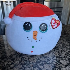 TY SQUISH A BOO 14" FLURRY SCHNEEMANN WEIHNACHTEN 2021 PLÜSCHKISSEN KISSEN WEICHSPIELZEUG - Bild 1 von 3