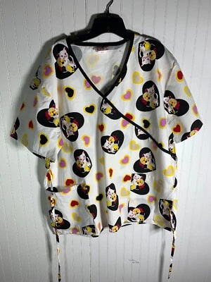 SCRUB TOP MADE BY EXPO UNIFORM INC SZ 1X Cat and Dog Design - Image 1 of 4