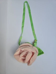 NABCO #3471  Rose Flower Plush Petal 1998 Zip Pink & Green Purse - Picture 1 of 9