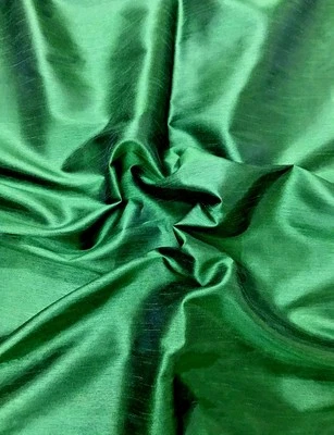 Emerald Green Dupioni Faux Silk Material Fabric Curtains Skirt Suit Bridesmaid - Image 1 of 3