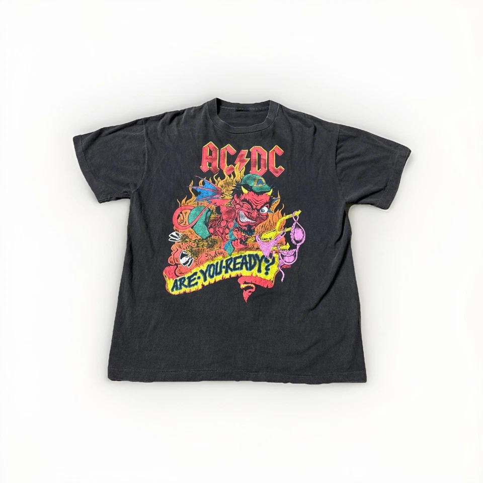 ACDC 'are you ready?' World Tour T Shirt XL Single Stitch Vintage Made In USA - Image 1 of 4