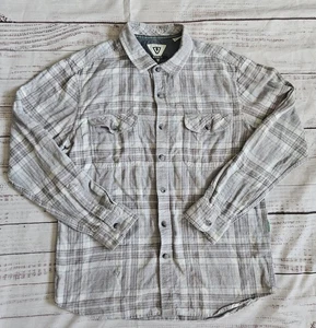 Vissla Plaid Longsleeve L/S Flannel Shirt Blue Gray Men’s Size Medium Preowned - Picture 1 of 7
