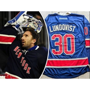 LUNDQVIST #30 NY Rangers REEBOK 85th 2010-17 Heritage jersey navy Alt L NHL vtg - Picture 1 of 9