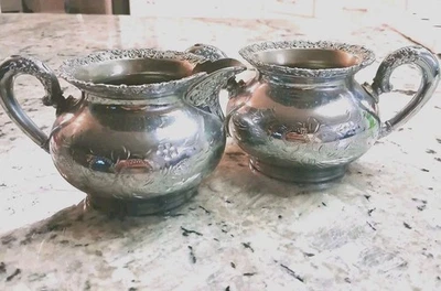 Antique Van Bergh Silverplate. Sugar And Creamer Bowls 1896 - Image 1 of 4