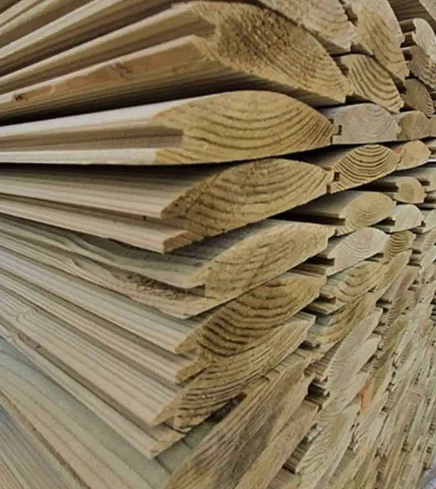 Pressure Treated Log Lap Cladding Boards - 4.8m Long X 120 X 22mm Tanalised - Image 1 of 2