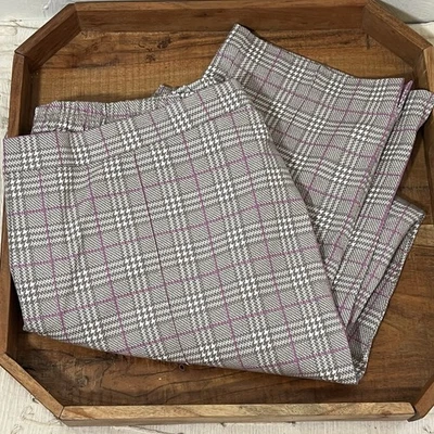 Pantalones Isaac Mizrahi Live para mujer 16 elásticos a cuadros gris rosa tobillo bolsillo Foto 1 de 4