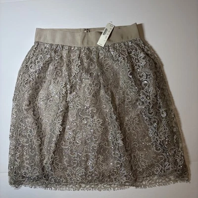 Mini Falda Lápiz J Crew Talla 6 Champagne Encaje Metálico Estilo 57497 Nueva con Etiquetas $138 Foto 1 de 4
