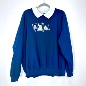 Suéter de Colección Grannycore Abuela Muñeco de Nieve Bordado Cuello Puntada Superior 3XL - Imagen 1 de 5