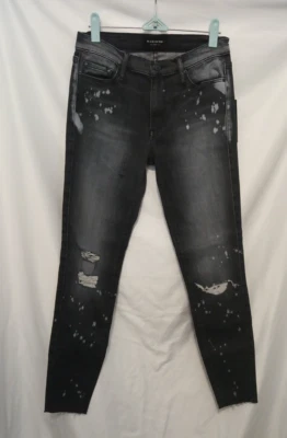 Pantalones de mezclilla Black Orchid LIQUIFY Noah deshilachados al tobillo para mujer cintura 27 negros desgastados Foto 1 de 4