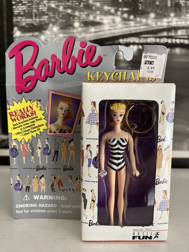 1995 Mattel Basic Fun Barbie Keychain Original Barbie From 1959 Swimsuit #700-1