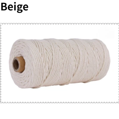 100M Cotton Rope Macrame Cord Strands Twisted String DIY Crafts Knitting 3mm - Image 1 of 4