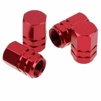 4pcs Red Aluminum Car Tire Valve Cap Valve Stem Cover Air Dust Wheel Rim Caps - Image 1 of 4