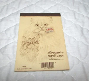 Vintage Pratt & Austin Pennywise Persian Cat Post Card Pad of 17 Incomplete - Foto 1 di 6
