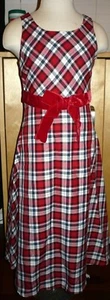 Girls clothes size 8 Bonnie Jean red plaid print sleeveless Christmas dress - Picture 1 of 5