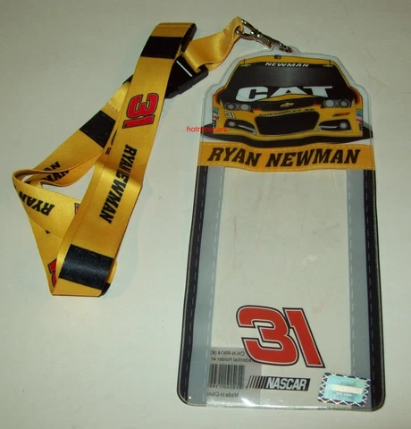 Ryan Newman #31 Caterpillar CAT Car Top Ticket Credential Plastic Holder Lanyard Cover