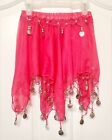 BELLY DANCER Girls Hot Pink Costume Skirt with Beads and Coins Elastic Waist