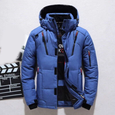 Winter Warm Men Duck Down Jacket Ski Snow Thick Hooded Puffer Coat Parka Quilted - Image 1 of 4