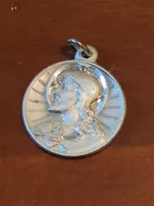 "Medalla escapularia redonda de 1"" de plata esterlina de Jesús de colección Cristo su Sagrado Corazón" - Imagen 1 de 2