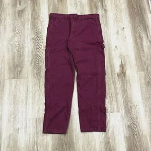 Vintage 00s Dickies Carpenter Jeans Canvas Burgundy Maroon Size 35x31 - Picture 1 of 7