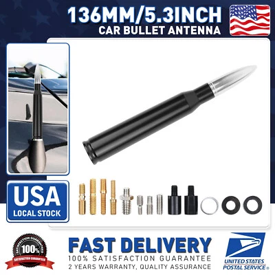50 Cal Silver&Black BULLET ANTENNA For Chevrolet Silverado 1500 HD 2001-2006 USA - Image 1 of 4
