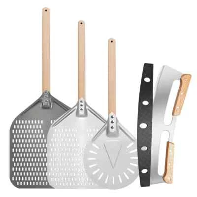 Aluminum Perforated Pizza Shovel Peel with Detachable Handle Nonstick Oven - image 1 of 4
