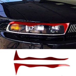 Red Carbon Fiber Headlight Eyelids Eyebrow Cover For Mitsubishi Galant 1997-2002 - Picture 1 of 12