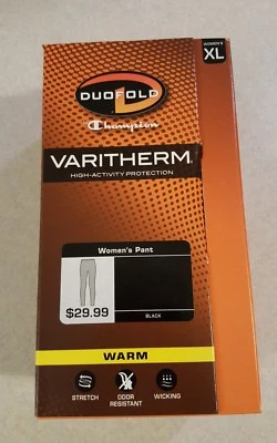 NUEVO Champion Mujer XL Capa Base Leggings/Ropa Interior Larga KMC4 NEGRO #31017 Foto 1 de 4