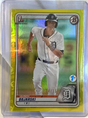 2020 Bowman 1st Edition Ulrich Bojarski RC Yellow Foil Parallel #14/75 Detroit - Image 1 of 2