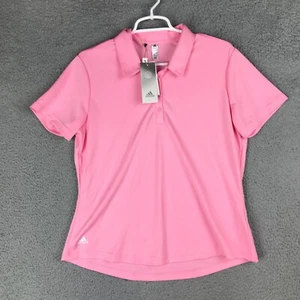 Adidas Golf Primegreen Womens Short Sleeve Collared Pink Polo Shirt Size L NWT - Picture 1 of 10