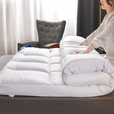 #BEDDING TOPPER MATERASSO qualità hotel 10 cm/4 pollici profondo scatola cucita spessa microfibra UK