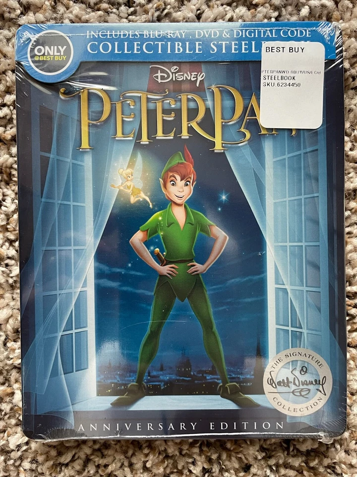 PETER PAN (1953) Disney 2018 Blu-ray + DVD + Digital STEELBOOK sealed OOP - Image 1 of 3