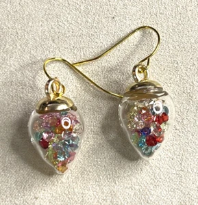 Crystal Celebration Bulb Earrings, Gold Tone, Multi-Colored. S027 - Picture 1 of 2