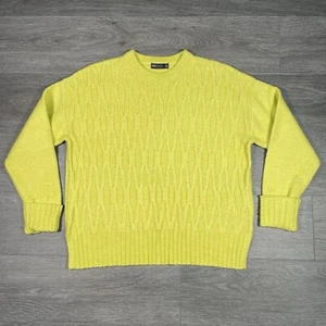 Jersey de punto de la colección M&S tejido con cable suave damas grande verde lima - Imagen 1 de 10