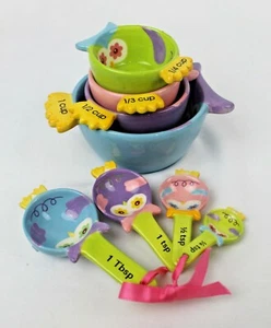 Ganz Owl Ceramic Measuring Cups & Spoons - 8 Piece Set of Whimsical Owls - Picture 1 of 12