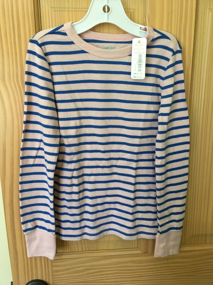 NWT Gymboree Blue Pink Stripe Ribbed Tee Basic T Shirt Top Girls Soft - Image 1 of 1