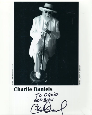 CHARLIE DANIELS HAND SIGNED 8x10 PHOTO+COA          MUSIC LEGEND        TO DAVID Cover